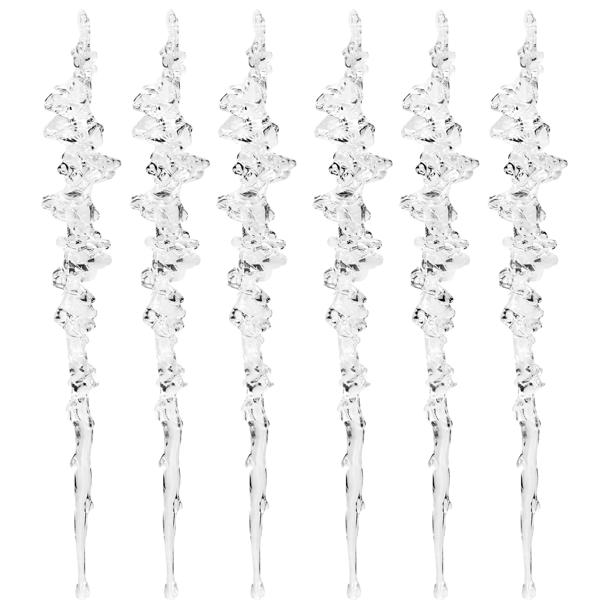 KI Store 6pcs Large Clear Icicle Ornaments 25cm Acrylic Christmas Decorative Hanging Ornaments for Xmas Tree Decor