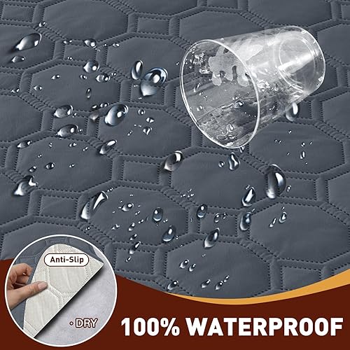 Miniatura 4 de XINEAGE Liquidación Funda de sofá 100 % impermeable para sofá, antideslizante, acolchada, protector de muebles para perros, niños y mascotas, funda