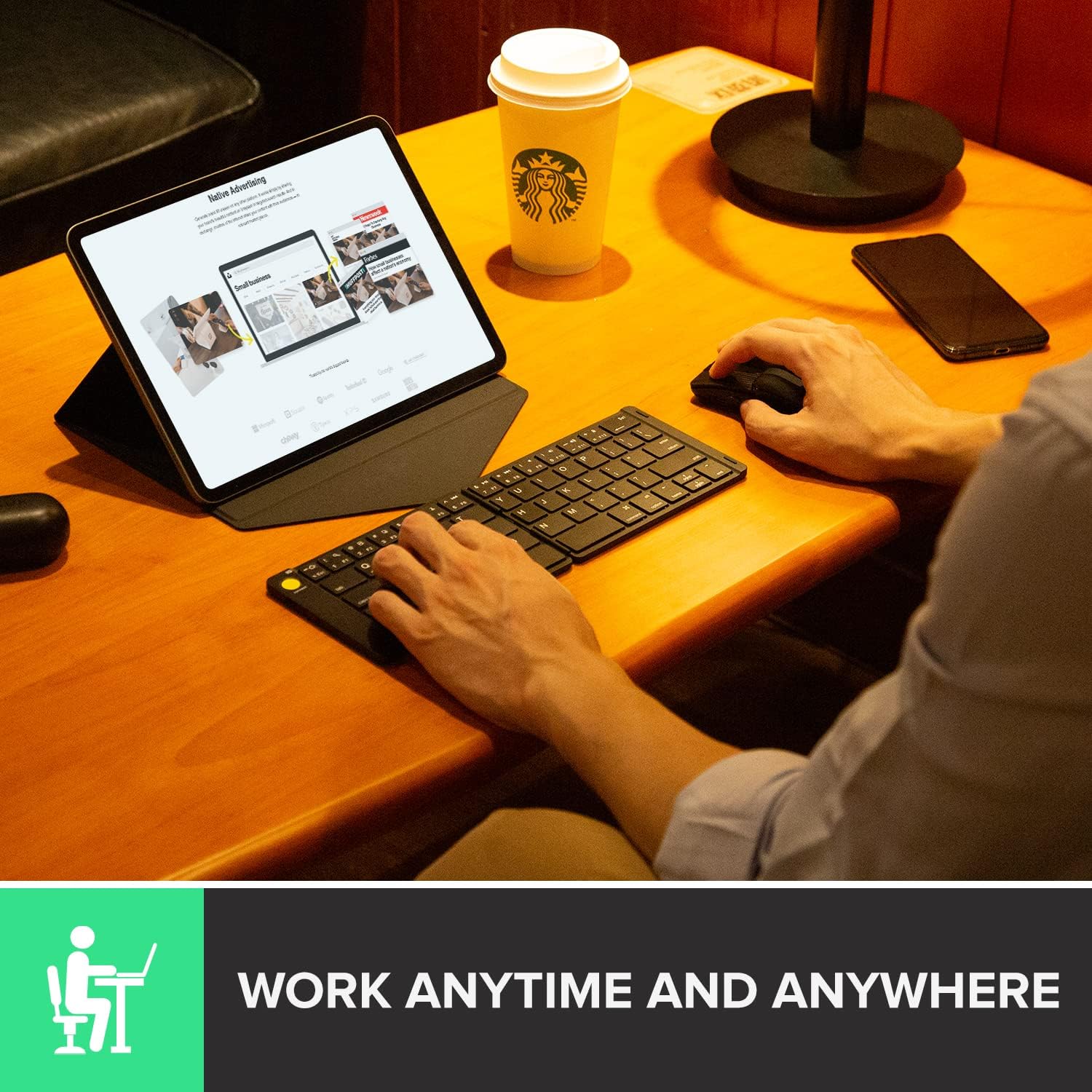 DELUX PockCombo Portable Keyboard and Mouse Wireless with Protective Case, Bluetooth Foldable Keyboard, 2-in-1 Sliding Mini Mouse with Pointer (Black)