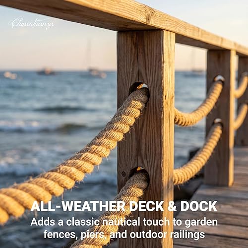 Miniatura 4 de Cuerda de cáñamo, cuerda de yute gruesa de 34 pulgadas x 100 pies, cuerda de tira y afloja, cuerda de cáñamo para ciervos, cuerda náutica para