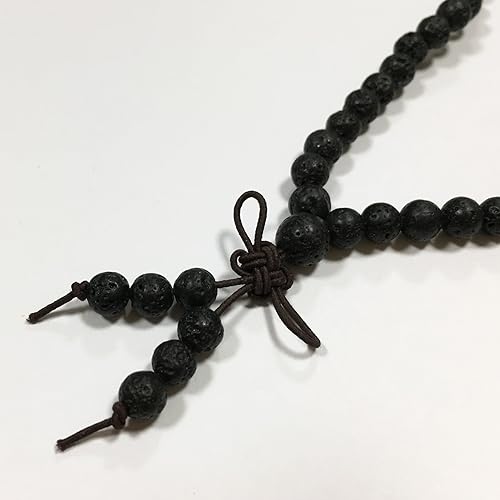 Miniatura 4 de MILAKOO Pulsera de piedra de lava natural, 108 cuentas budistas de oración tibetana