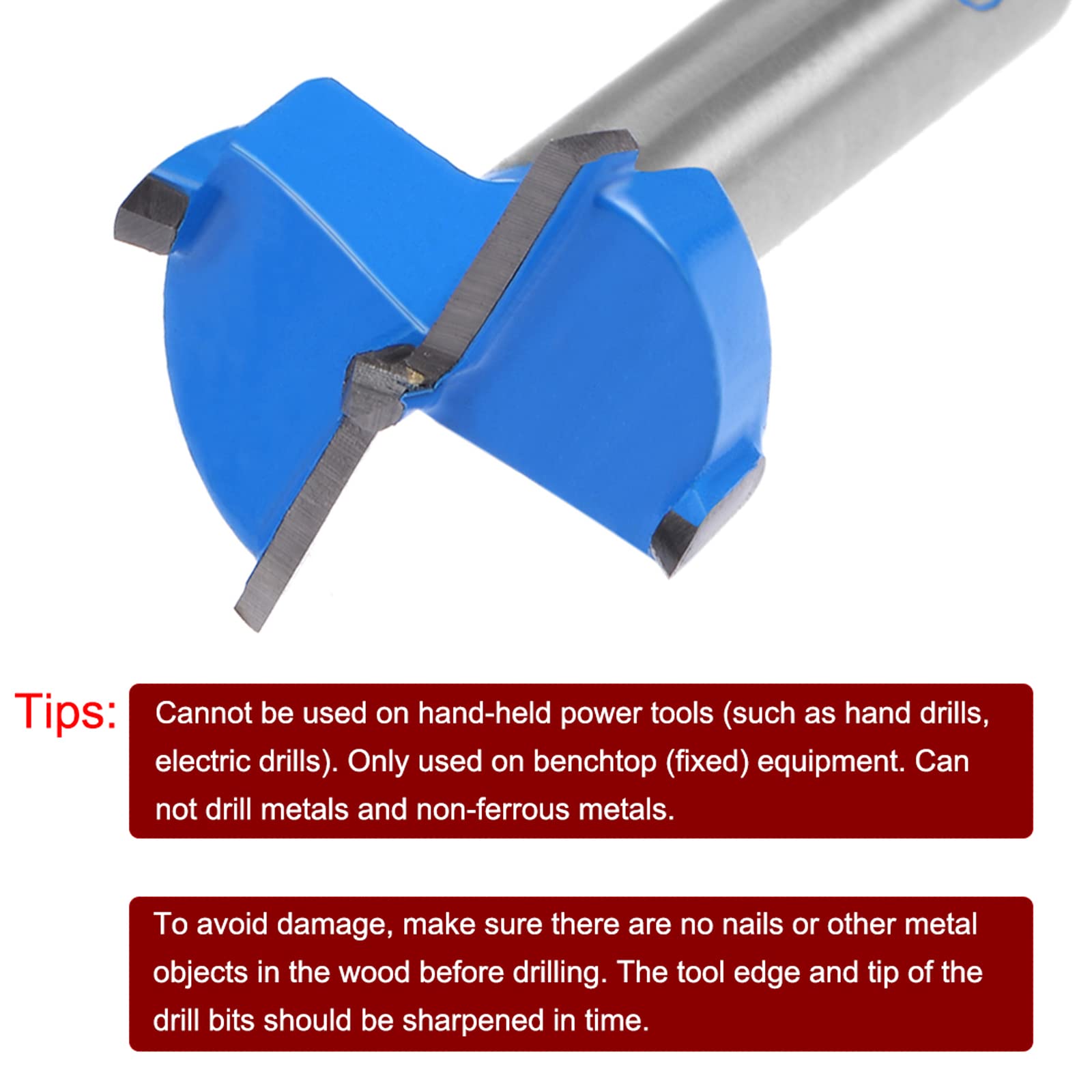 uxcell Forstner Drill Bits Set 22mm Dia. & 40mm Dia. Tungsten Carbide Wood Hole Saw Auger Opener, Woodworking Hinge Hole Drilling Boring Bit Cutter