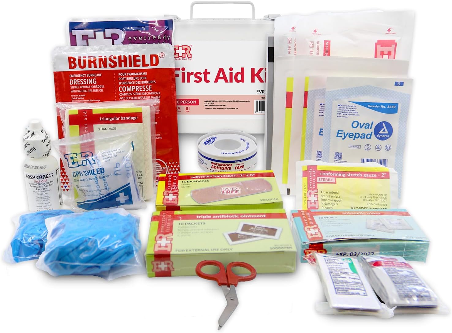 Ever Ready First Aid 10 Person First Aid Kit with Metal Case, Type III, Ansi A, OSHA Compliant
