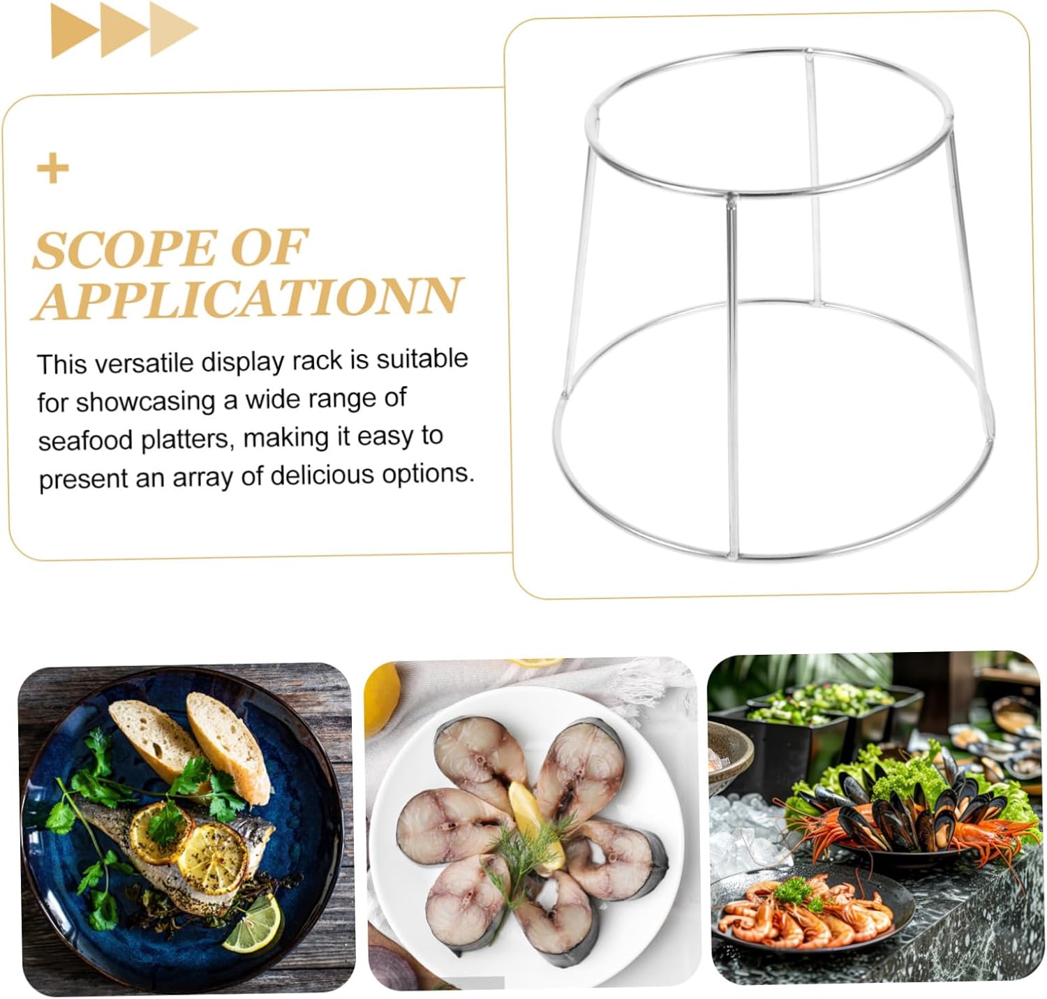 Ciieeo 3pcs Seafood Tray Rack Stainless Steel Plate Rack Double-Layer Buffet Stand Food Display Creative Design