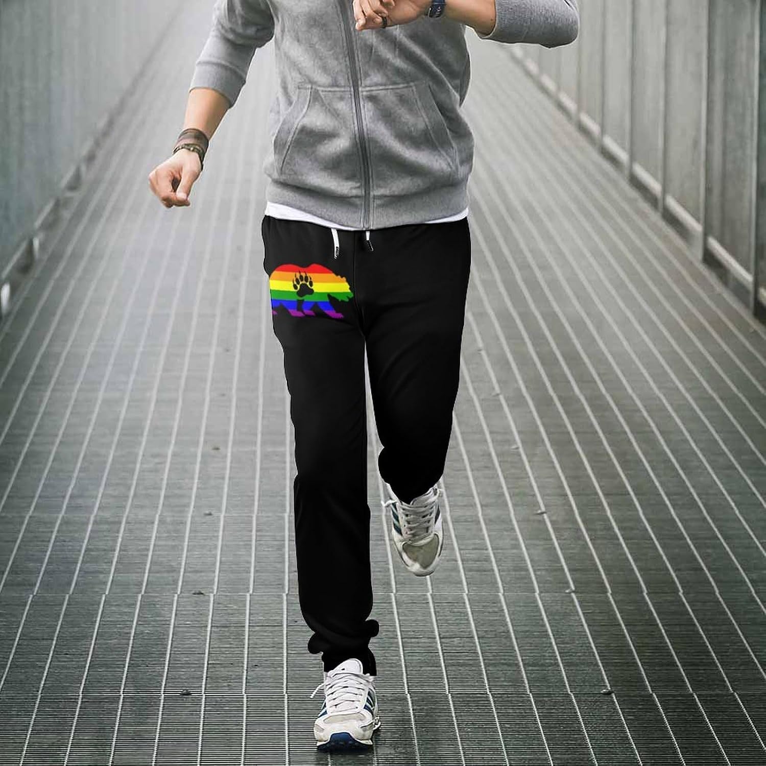 Gay Bear Prides LGBT Flag Bear Paw Men's Sweatpants Novelty Jogging Pants Sports Running Bottoms Trousers Women