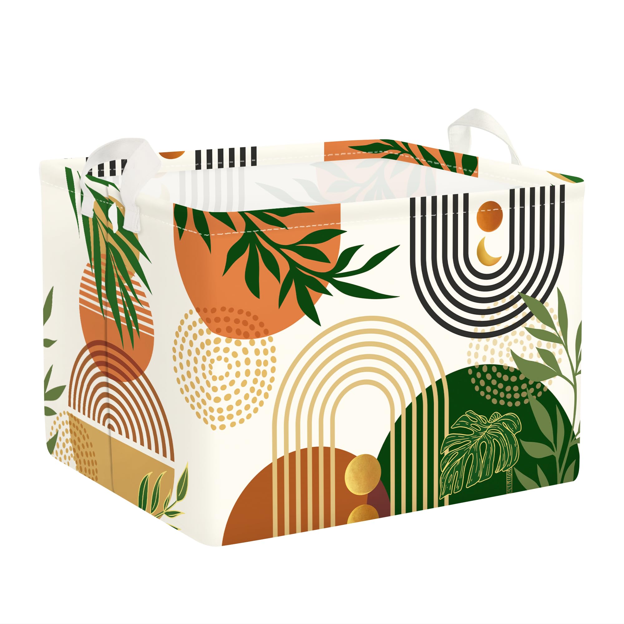 Clastyle Boho Geometric Storage Basket Baby Laundry Hamper Leaf Kid Gift Toy Box Collapsible Clothes Organizer Nursery Bin for Bedroom, Arched Door,