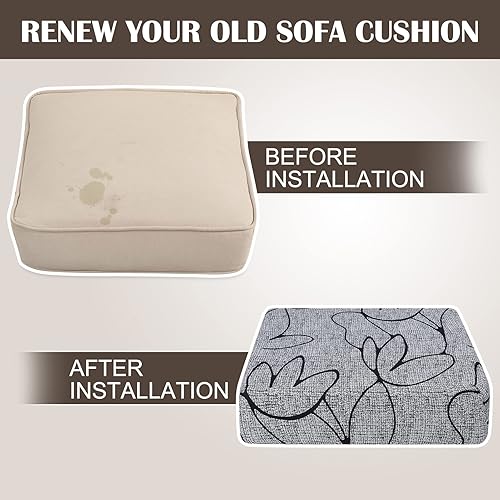 Miniatura 7 de SearchI Fundas de cojín de repuesto estampadas para sofá, con patrón elástico, lavable, protector de muebles suave con parte inferior elástica (M, 2