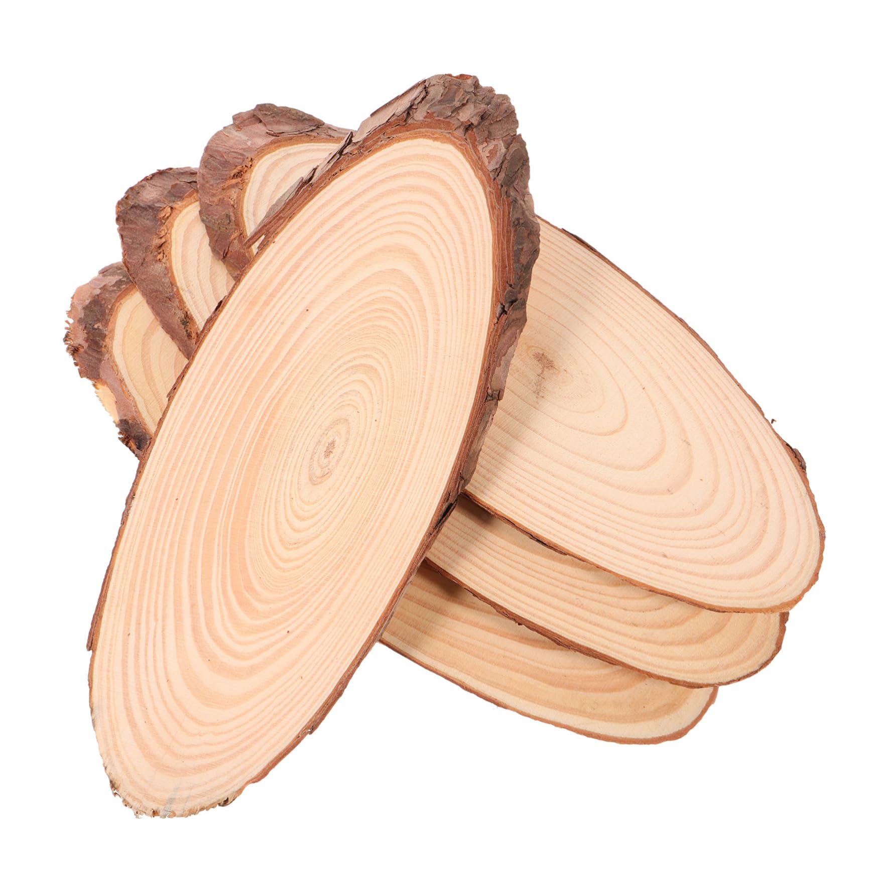 ARTIBETTER 4 STÜCKE Ovale Naturbelassene Holzscheiben Unbehandelte Holzteile für DIY Bastelprojekte Rustikale Hochzeits Weihnachtsdeko mit Natürlicher Holzmaserung