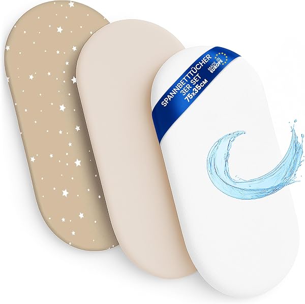 Drap Housse Cododo pour Nacelle Ensemble de 2 Draps Lot de 3 : 35x75 cm avec Protege Matelas Impermeable - Alese Bebe Compatible avec Berceaux Landeau Couffin et Poussette Enfant 35 x 75 - 1