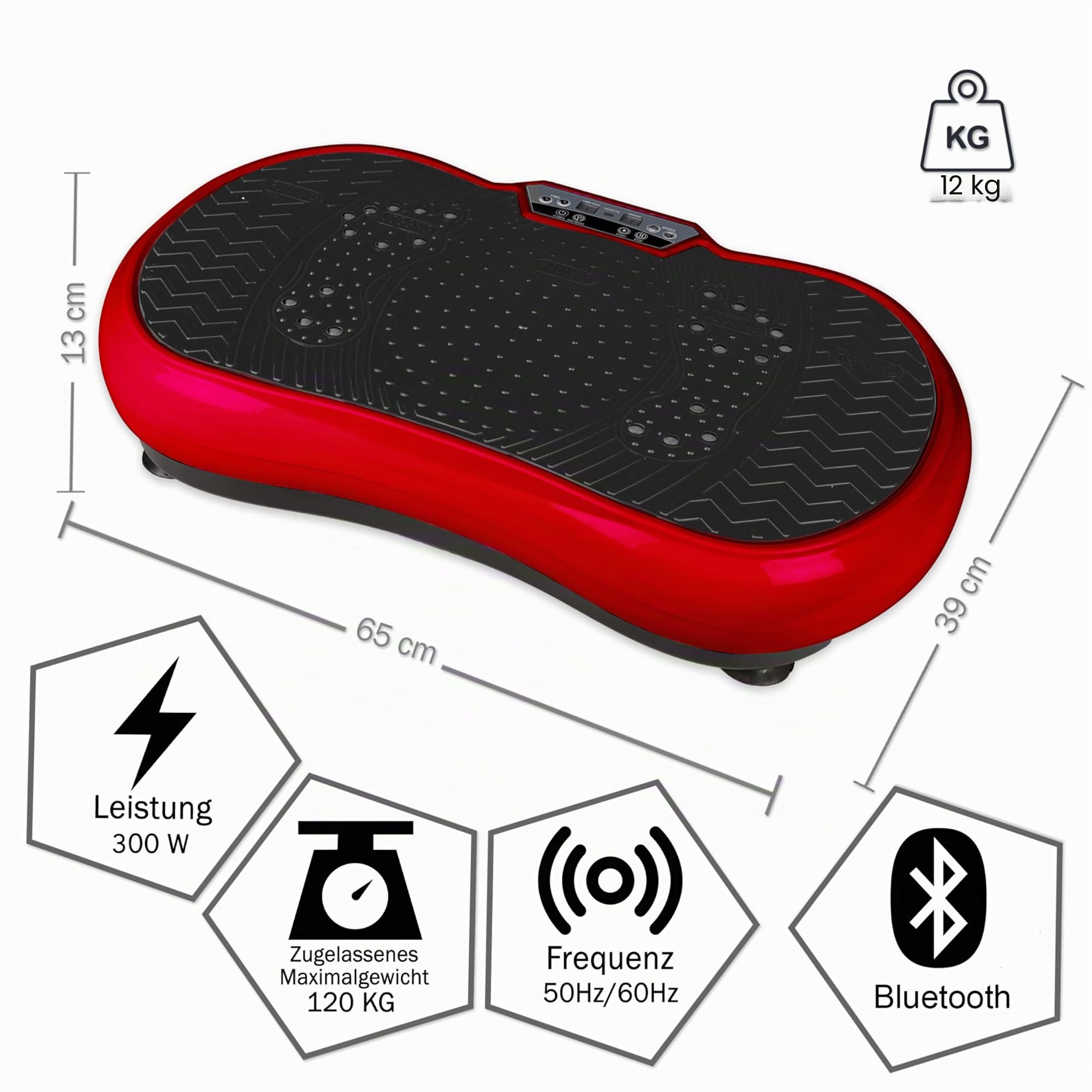Vibrationsplatte mit Power Dehnbändern und Bluetooth Vibrationsboard Fitness und Sport zum Abnehmen für Zuhause Ultra Slim Rüttelplatte Training Vibrationsgerät Oszillation