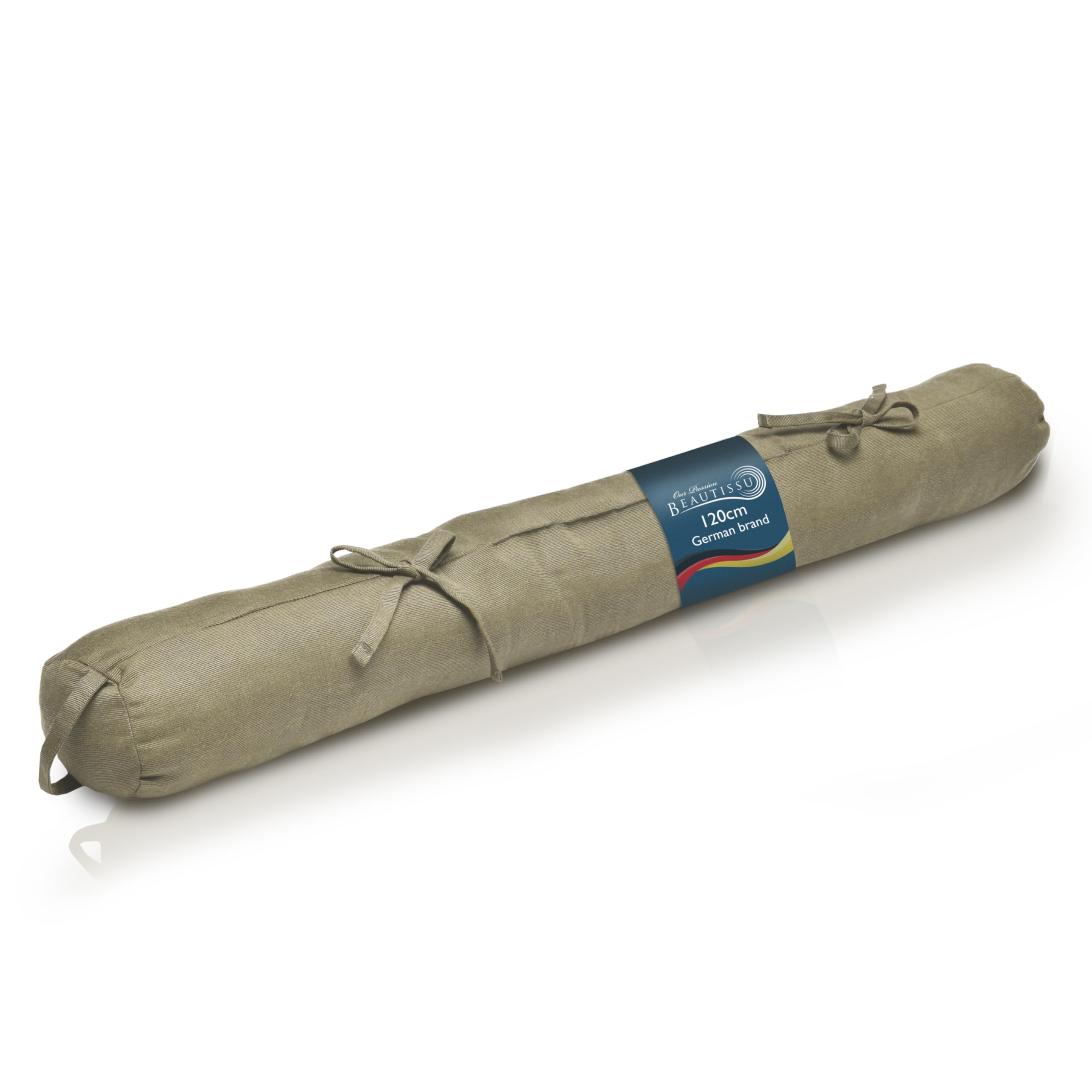 Beautissu Taupe Draught Excluder 10X120cm Viento - Large Draft Excluder For Doors - Door Sausage Draught Stopper For Window & Door Draft Stopper With 2 Ribbons