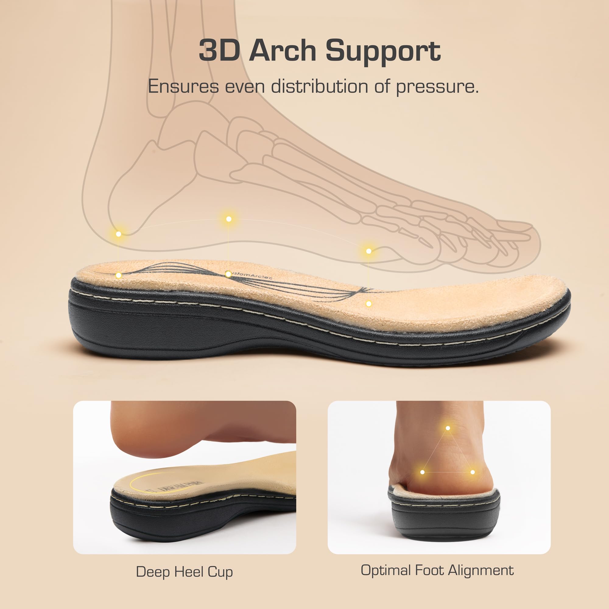 DREAM PAIRS Sandali da donna con supporto dell'arco plantare comodo aperto Toe Dress Flats Sandali da passeggio per l'estate