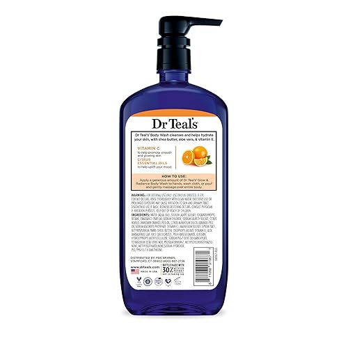 Miniatura 11 de Dr Teal's Gel de baño con sal pura de Epsom, resplandor y resplandor con vitamina C y aceites esenciales cítricos, 24 onzas (paquete de 2) (el