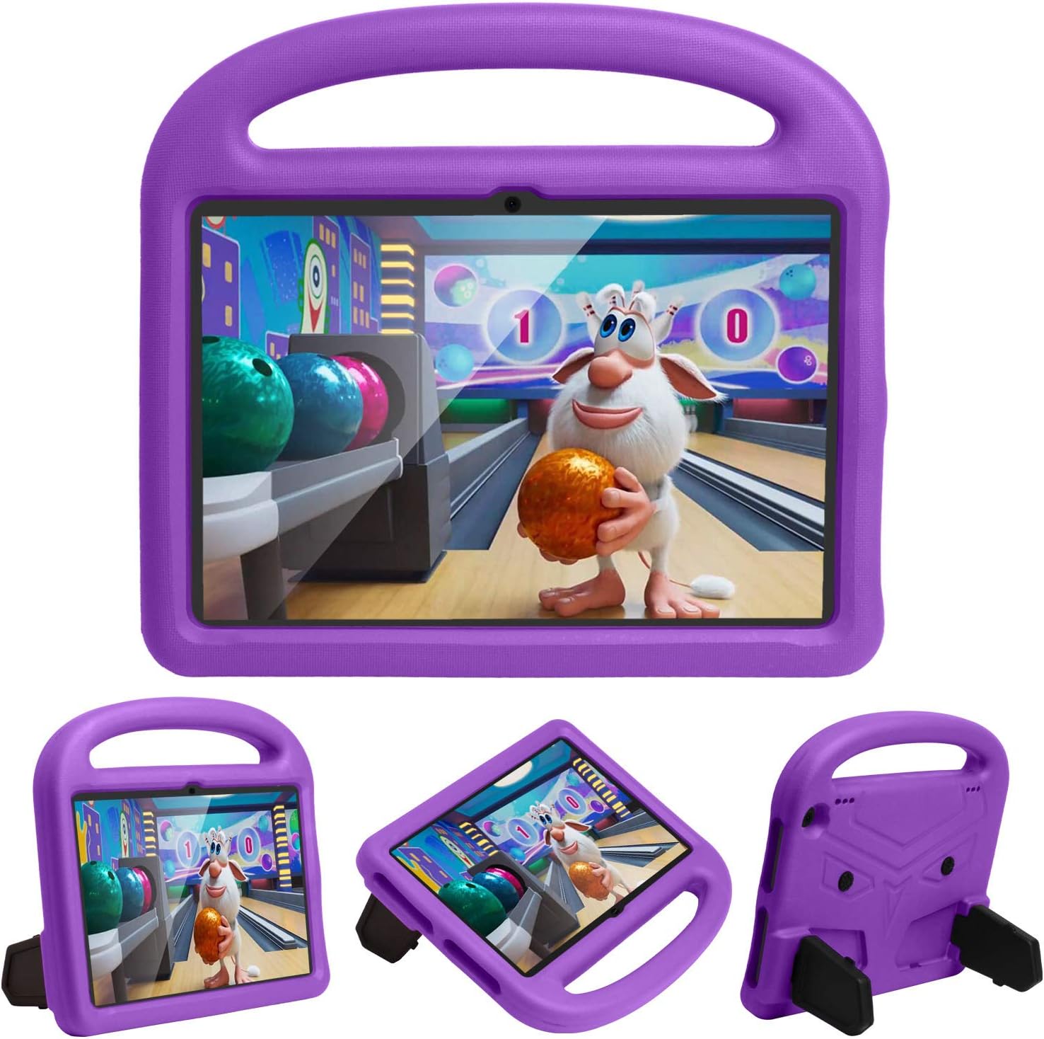 QANG Protective Case for Amazon Fire HD 8 2020 / Fire HD 8 Plus 2020, Lightweight, Shockproof, with Carrying Handle and Stand Case for Amazon Fire HD 8 2020 / Fire HD 8 Plus 2020 (Purple)