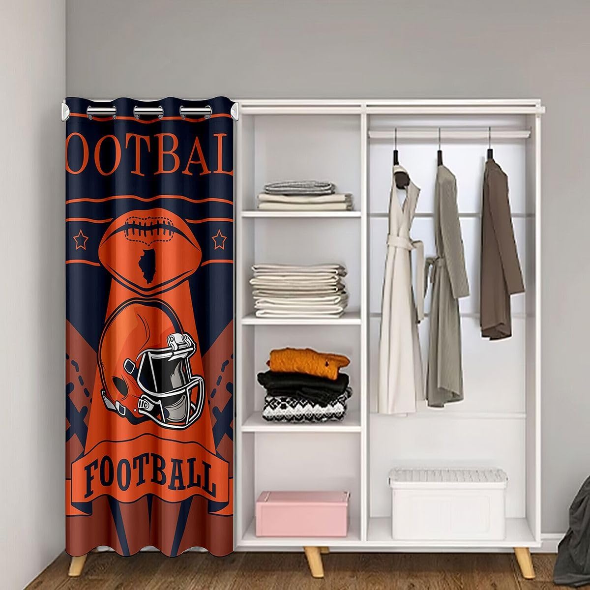 Erosebridal American Football Door Curtains for Doorways Privacy,Helmet Sports Football Game Blackout Curtain 34" W X 80" L,Football City Team Color Door Drape,Sports Fans Room Divider Curtain