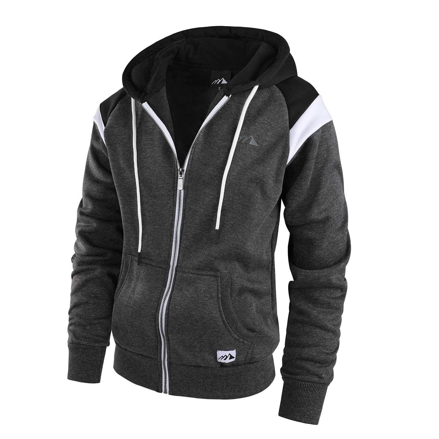 COOKFIP Men's Zip Up Color Block Hoodie Fleece Gym Workout zippered Sweatshirt Fashion Long Sleeve Hooded WIth Pocket