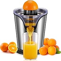 Vista 1 de FOHERE Exprimidor de Jugo de Naranja Exprimidor Eléctrico de Cítricos con Dos Conos Intercambiables Adecuado para Naranja, Limón y Pomelo, Acero