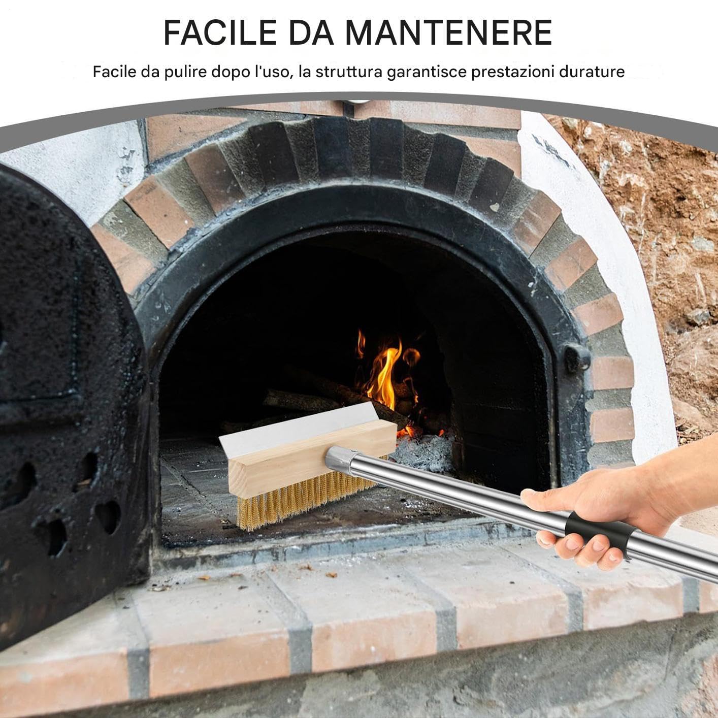 Spazzola Da Forno Pizza Attrezzo Resistente Al Calore Per Pulizia Griglia | Spazzola per Pizza con Setole in 149 cm Barbecue Griglia 149 Cm Fornitura Cottura Per Esterni Casa Cucina Affum
