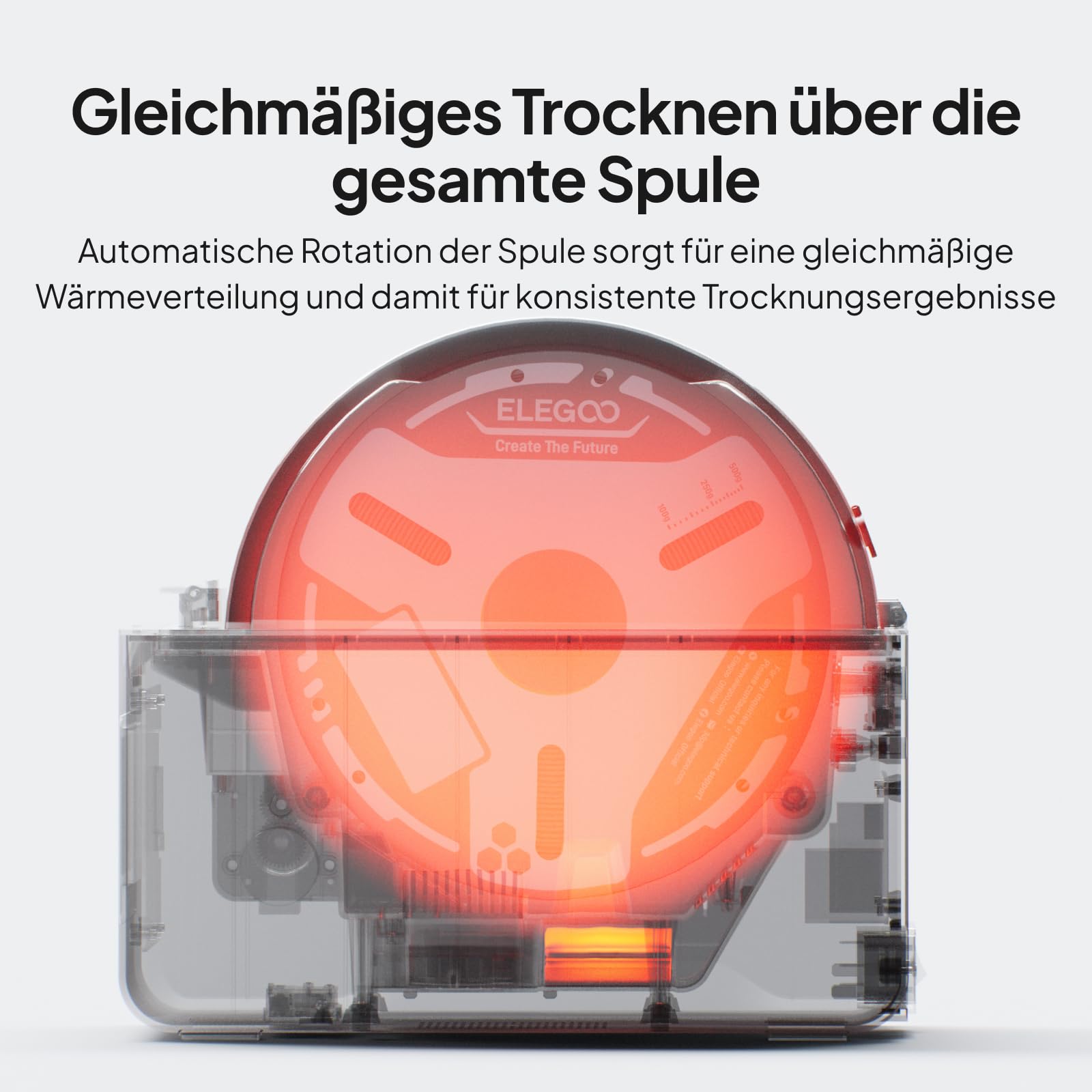 Elegoo H1 HT Filament-Trockner,85 °C Hochtemperaturtrocknung,Rotierende Spule für gleichmäßiges Trocknen,Automatische Feuchtigkeitsentlüftung,für PLA, PETG, TPU, ABS und ASA
