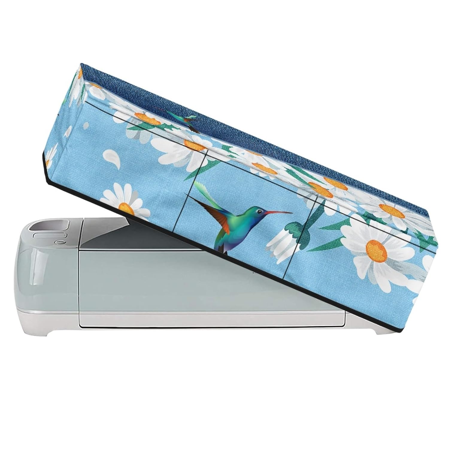 GLENLCWE Hummingbird Daisy Print Dust Cover with 3 Pockets for Tool Set,Cute Padded Dust Cover Foldable Cutting Machine Accessories Cover for Home