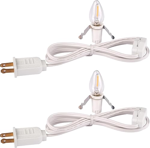 2 juegos de cable de accesorios con 2 bombillas LED C7, cable de lámpara de sal de 5 pies de repuesto con enchufes de interruptor de