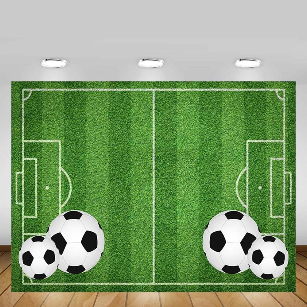 YongFoto 1,5x2,2m poliestere Sfondo Fotografico Pallone da Calcio su Arena Stadio Verde Fondale Foto Festa Bambini Boby Nozze Adulto Partito Studio Fotografico Puntelli