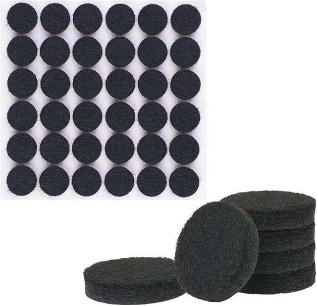 VABNEER 108pcs Felt Pads, 15mm Black Self-adhesive Furniture Pads for Hardwood Floors, Premium Furniture Felt Pads 5mm thick, Felt Glides for Furniture Feet (Round, 15mm)