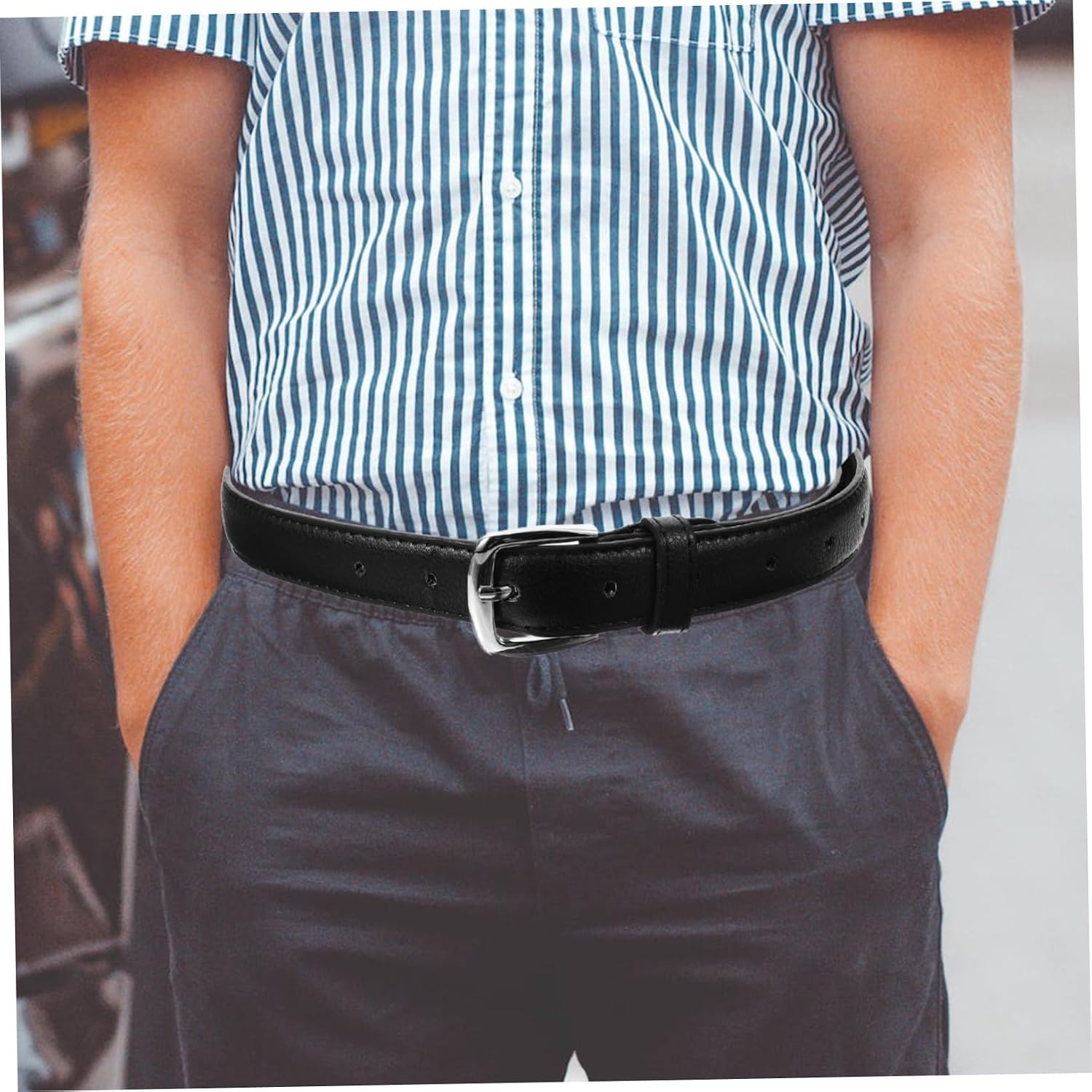 VALICLUD 4pcs Boys Waist Belt for Boys and Girls Versatile Black Leather Style for Ages Complements Outfit for Daily Wear and Dress Pants