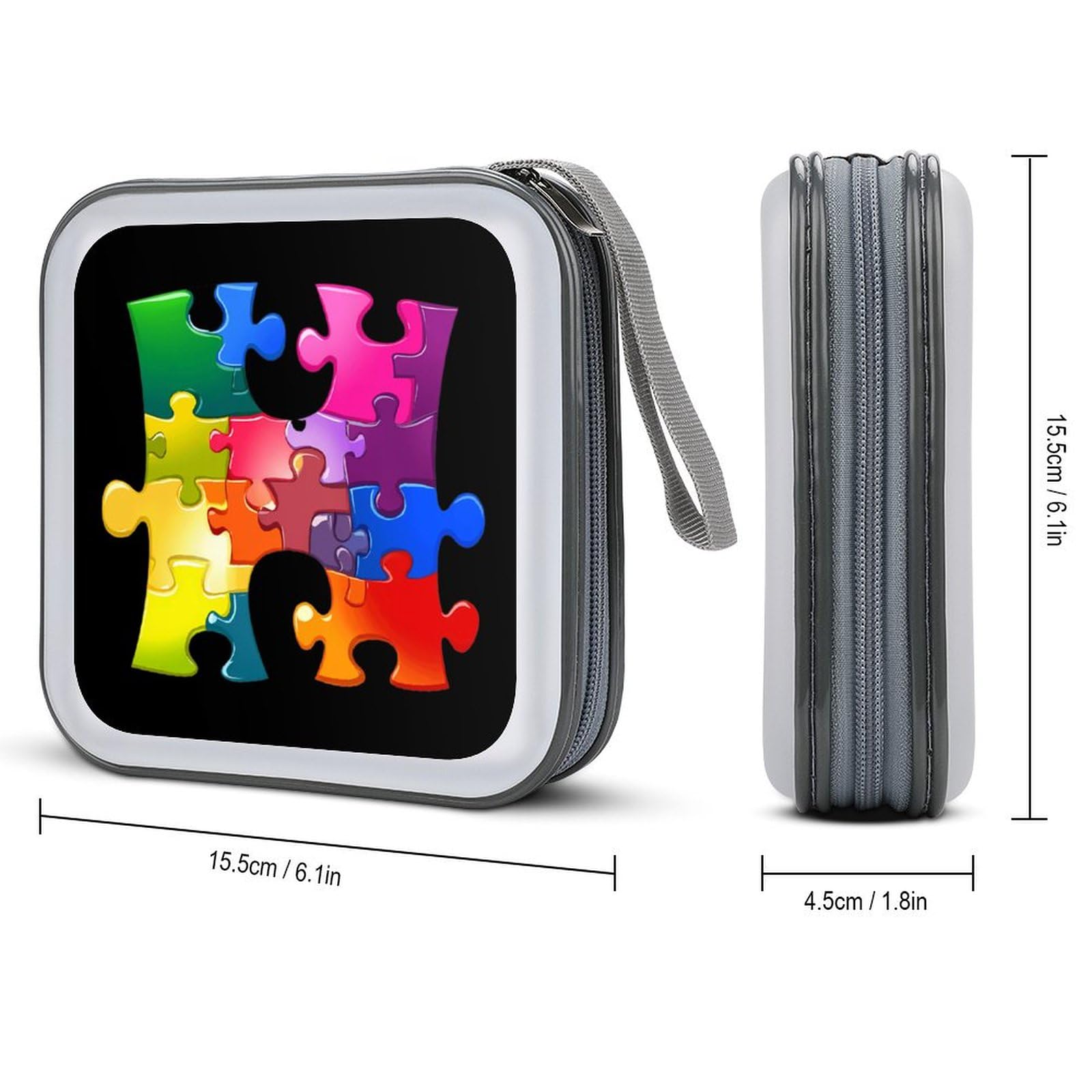 Autism Awareness Puzzle CD Case Portable DVD Holder Storage Organizer for Home Travel