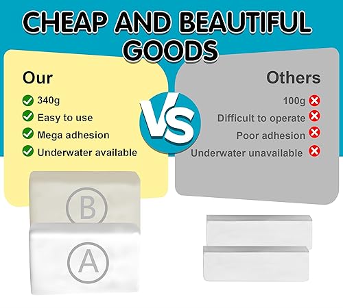 Miniatura 6 de Masilla epoxi, masilla de fontaneros de reparación rápida de 12 oz340 g, masilla epoxi AB de alta resistencia para fijar fugas, grietas y agujeros