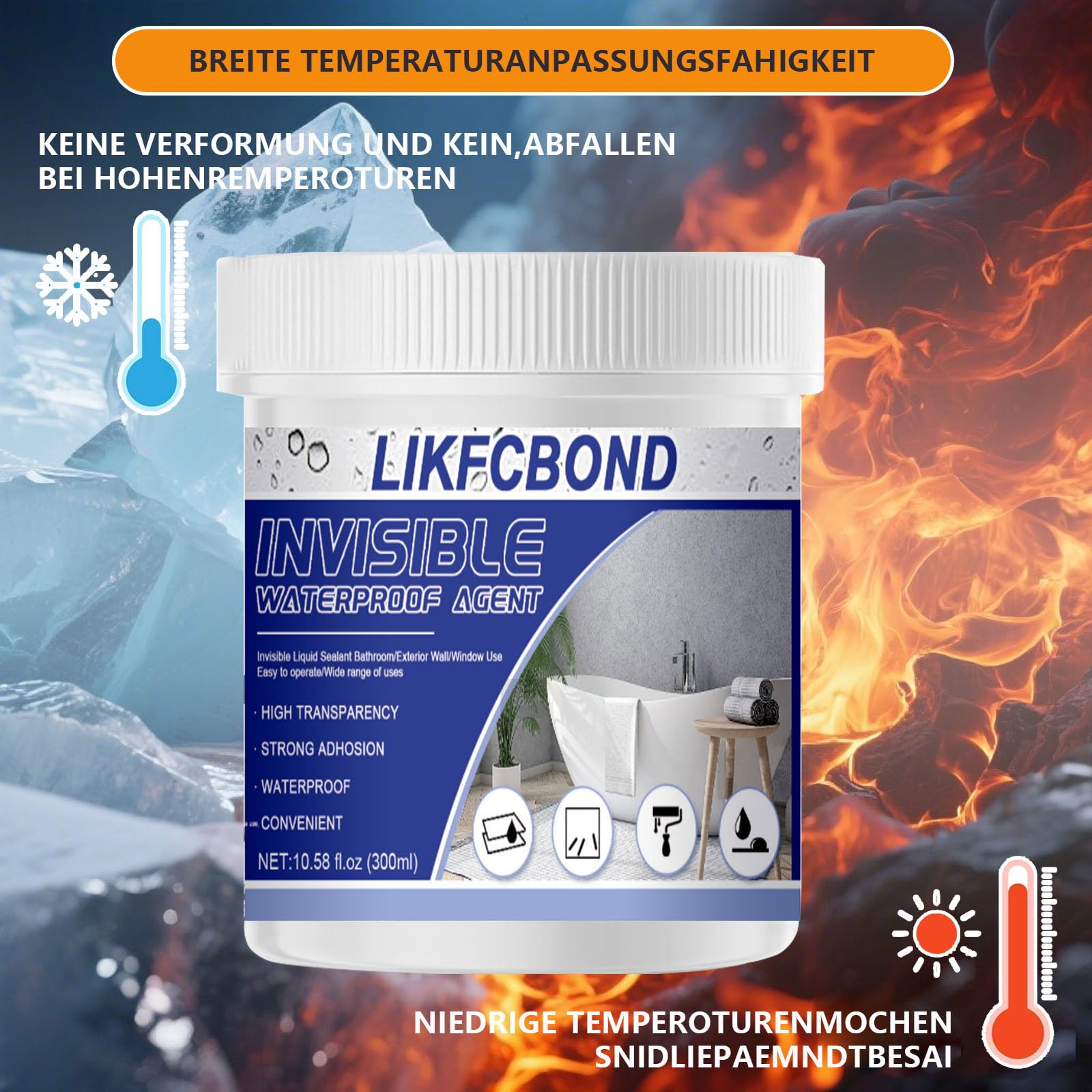 Sigillante Impermeabile 300g - Agente Rivestimento Isolante Trasparente per Bagno e Pareti