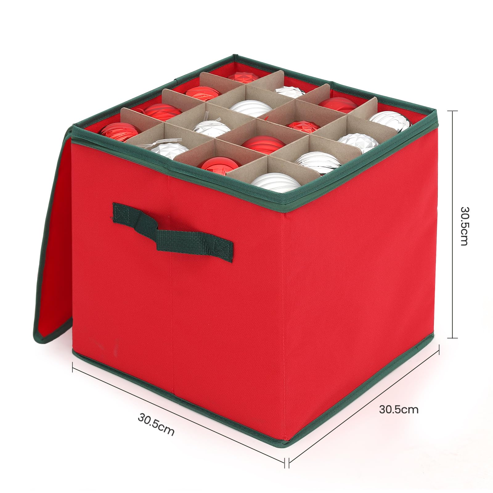 SALCAR Weihnachtskugel Aufbewahrungsbox mit 64 Fächern stabile Kartontrenner, praktische Aufbewahrungskiste für Christbaumschmuck und Weihnachtsdeko