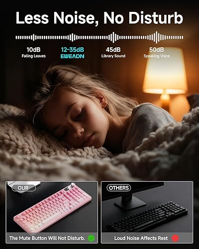 Miniatura 6 de V102 - Teclado con cable, 98 teclas, teclado cremoso para juegos con teclado numérico, pantalla de visualización y perilla multimedia, RGB