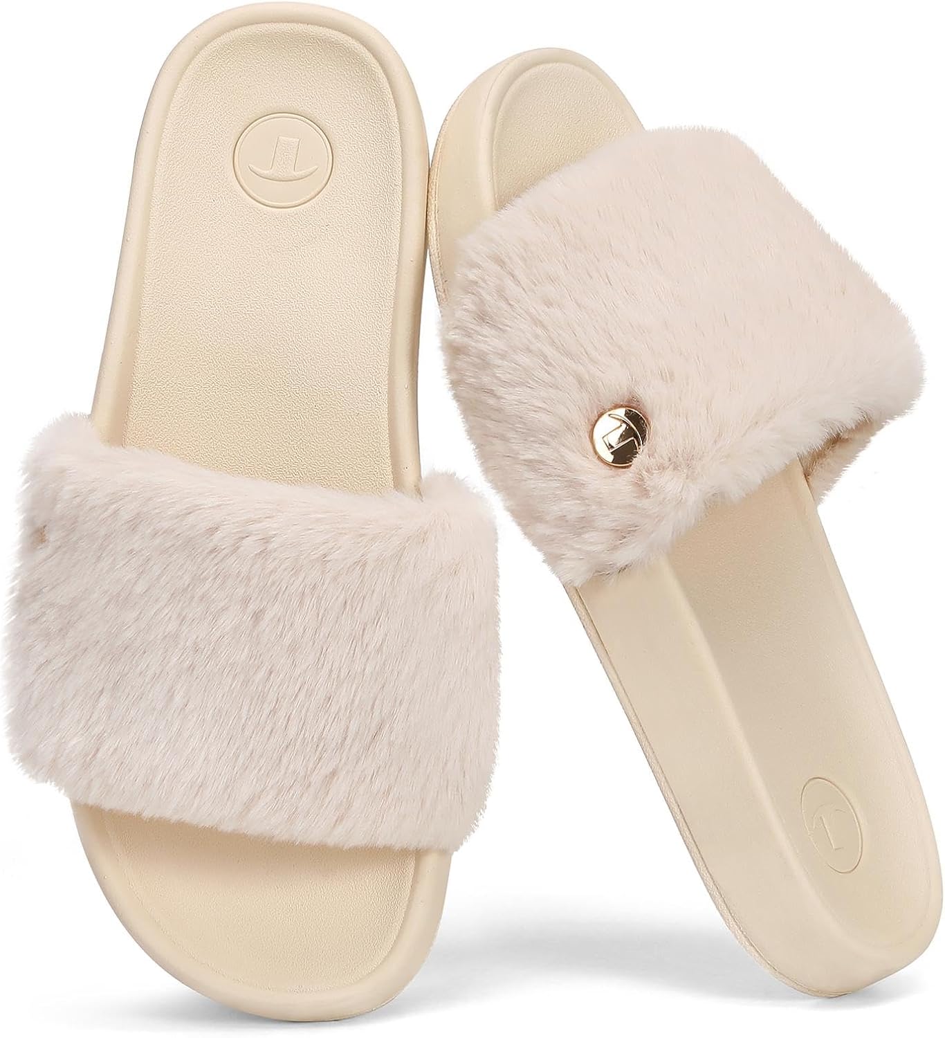 Womens Slip on Fuzzy Slippers | Comfortable Recovery Winter Sport Slide Sandals