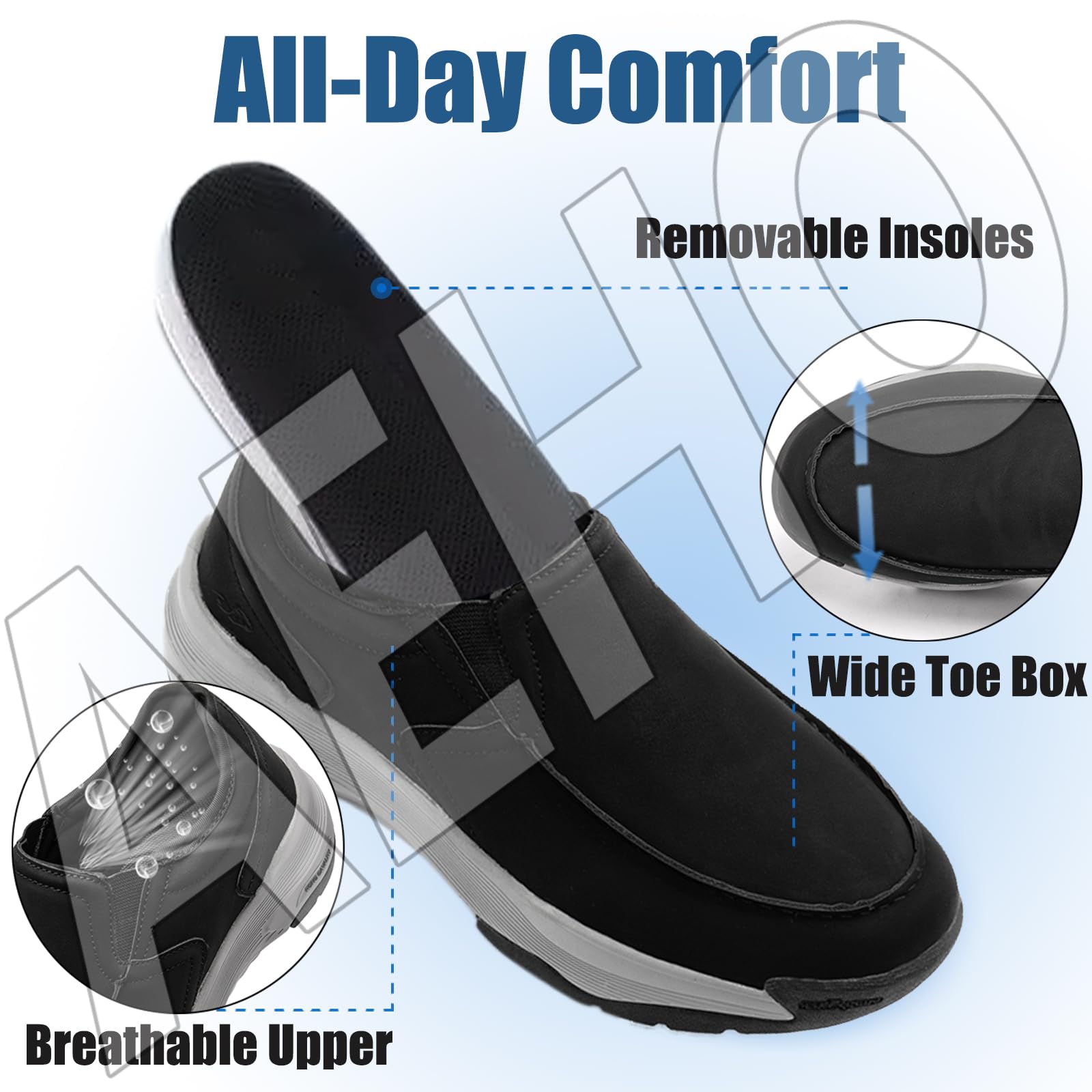 AEHO Herren Slip On Schuhe Mokassins Ohne Schnürsenkel Leichte Sportschuhe Leicht Freizeitschuhe Leder Fitness Schuhe Turnschuhe Outdoor Fashion Laufschuhe,Braun,47/285mm