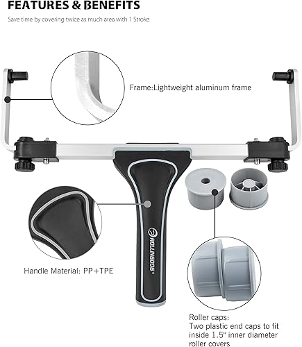 Miniatura 2 de ROLLINGDOG Rodillo de pintura de 18 pulgadas, marco de rodillo de pintura ajustable de 12 a 18 pulgadas para áreas grandes, techo, piso, pintura de