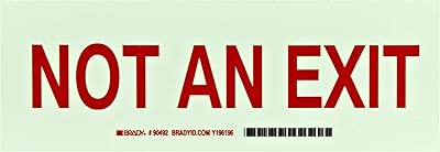 Brady 90492 Height B-324 Glow-in-the-Dark Self-Stick Polyester Exit and Directional Sign, Green on Red, Legend