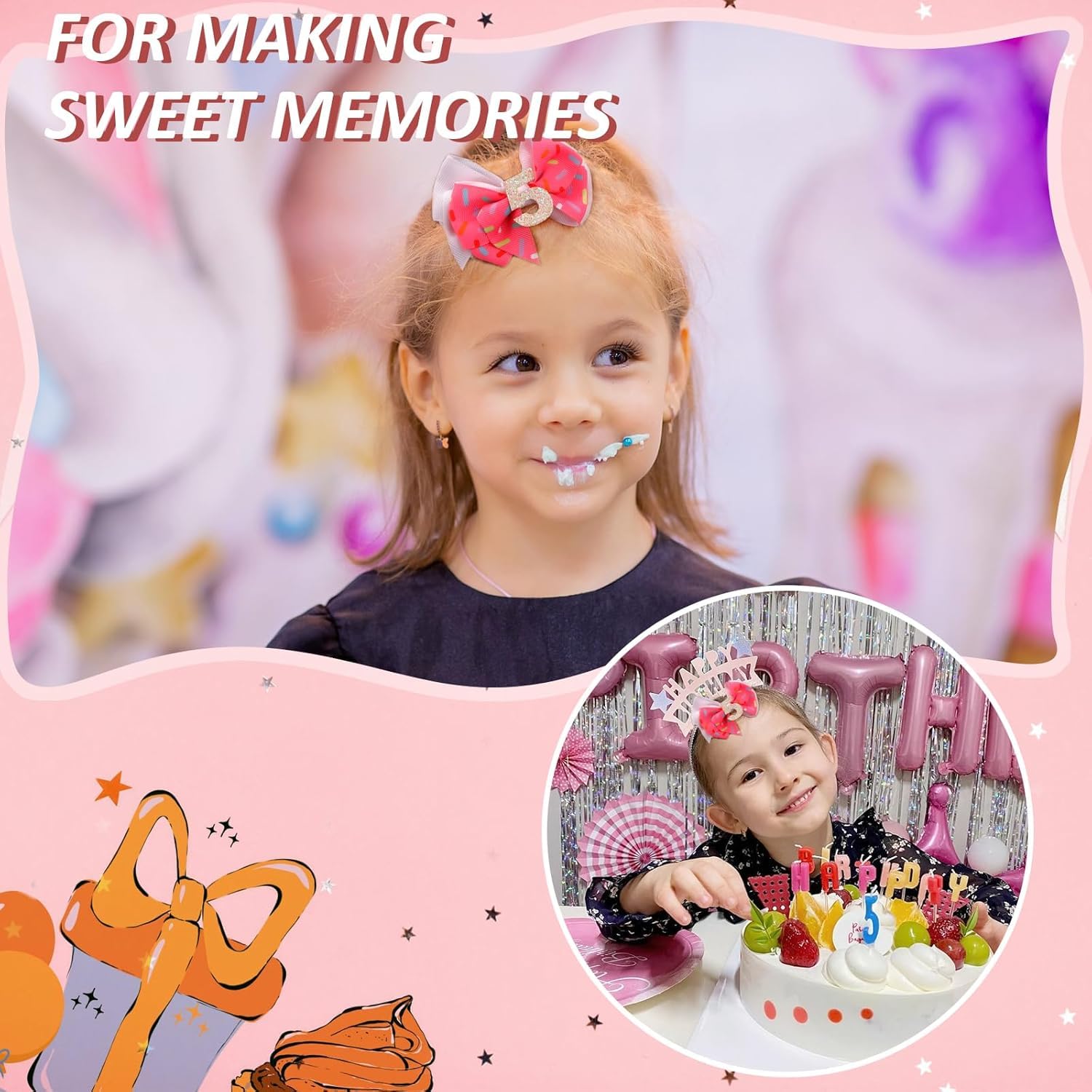 2 Pz Fiocchi Rosa per Capelli, Nastro per Capelli con Lunga Coda, Fiocchi di Seta Satinata, Carine Mollette per Capelli con Accessori a Fiocco per Donne, Ragazze, Bambini