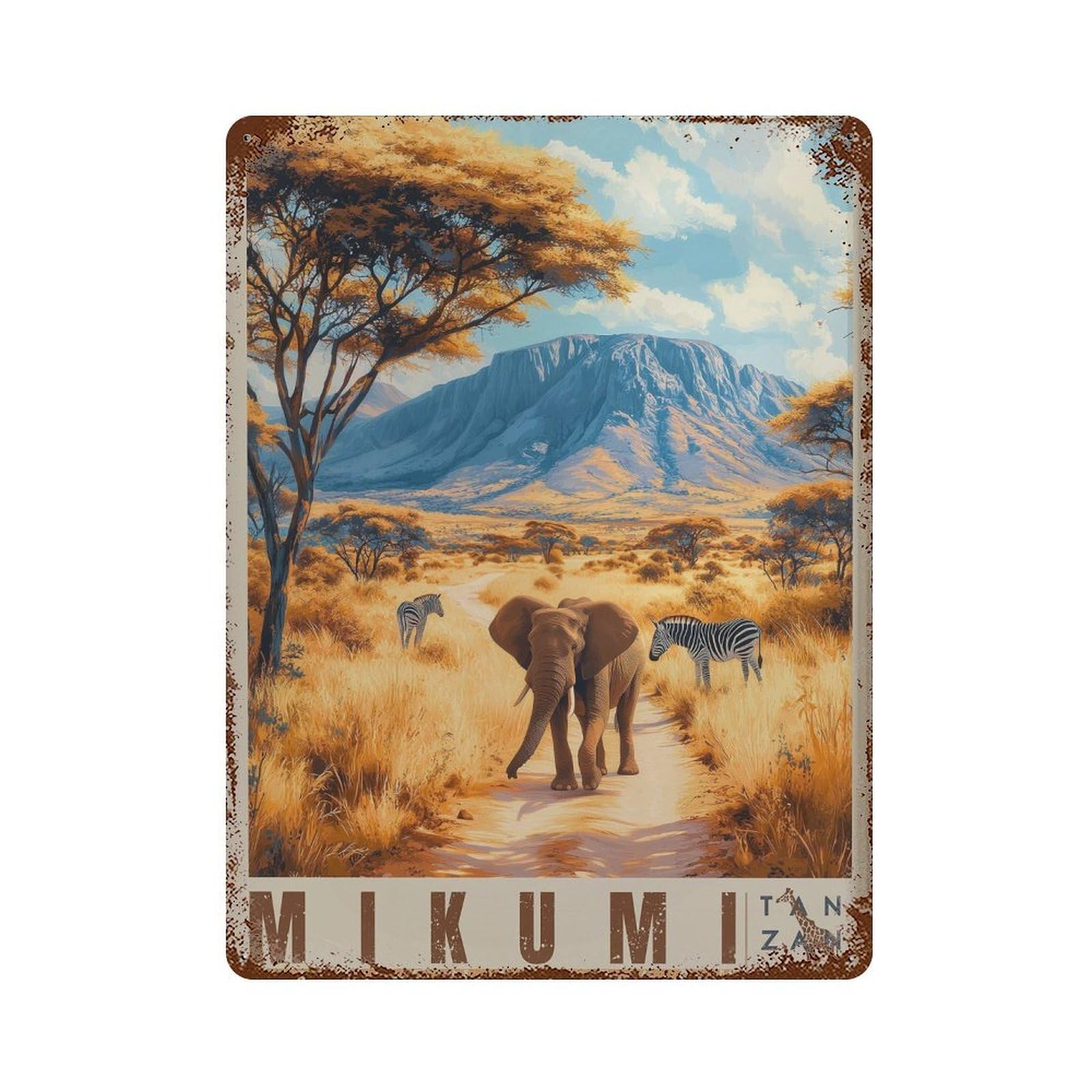 xiaoxiaoshen Mikumi Safari Wall Decor Art Metal Tin Poster Modern Home Decor Art Home Bar Shop Decorations Vintage Sign 40x30cm
