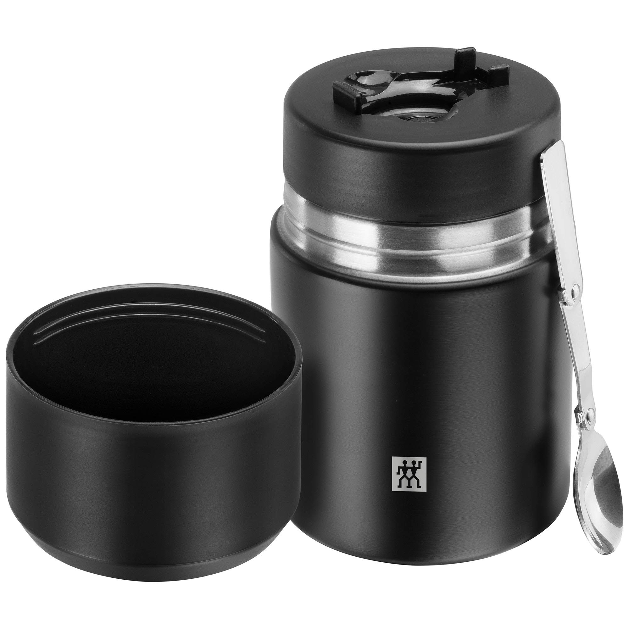 ZWILLING Thermo Lebensmittelbehälter mit Klapplöffel, 700 ml, Mattschwarz