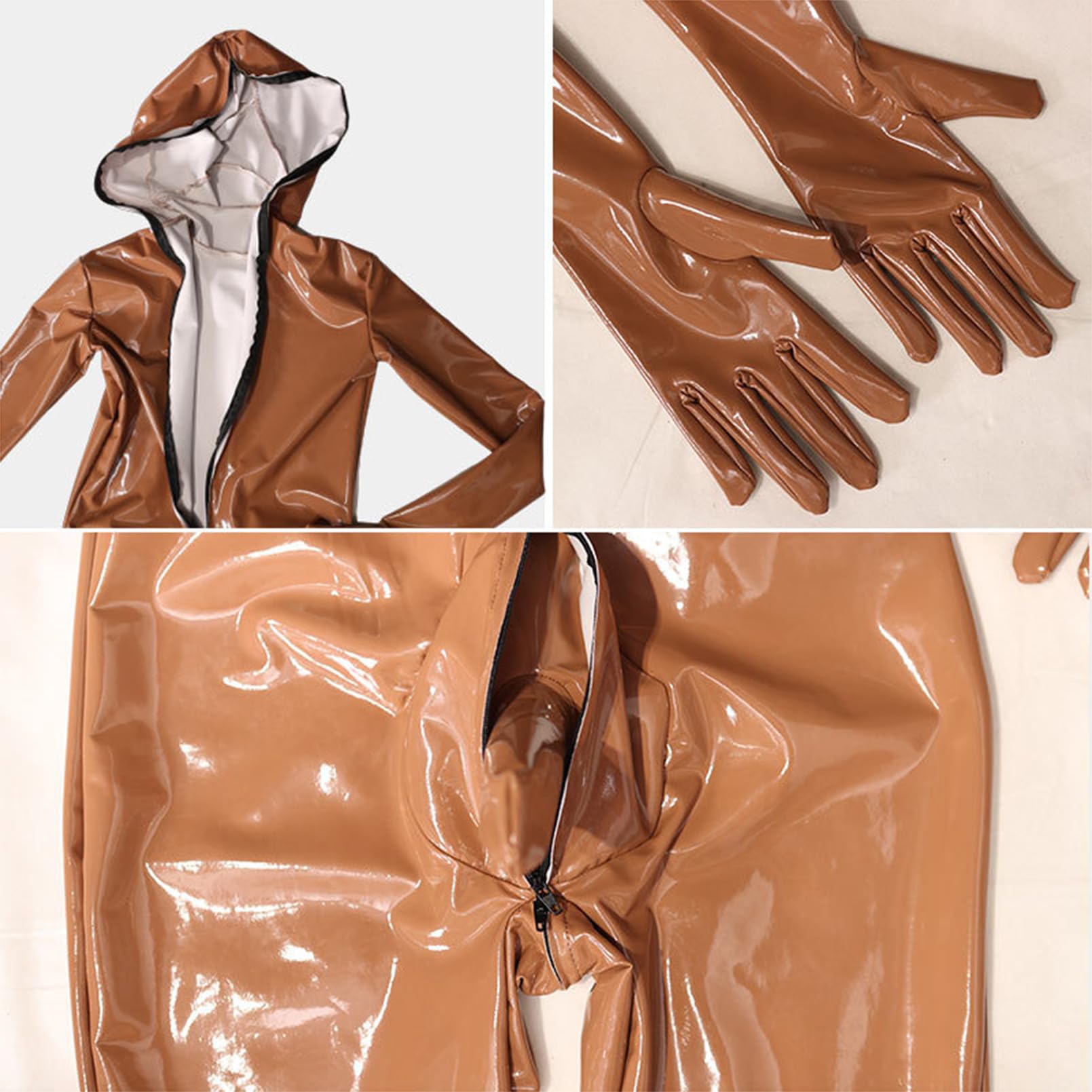 Generisch Männer Sexy Spiegel PVC Freizeit Alles Inklusive Reißverschluss Eng Overall DS Bühne Zeigen Kleidung