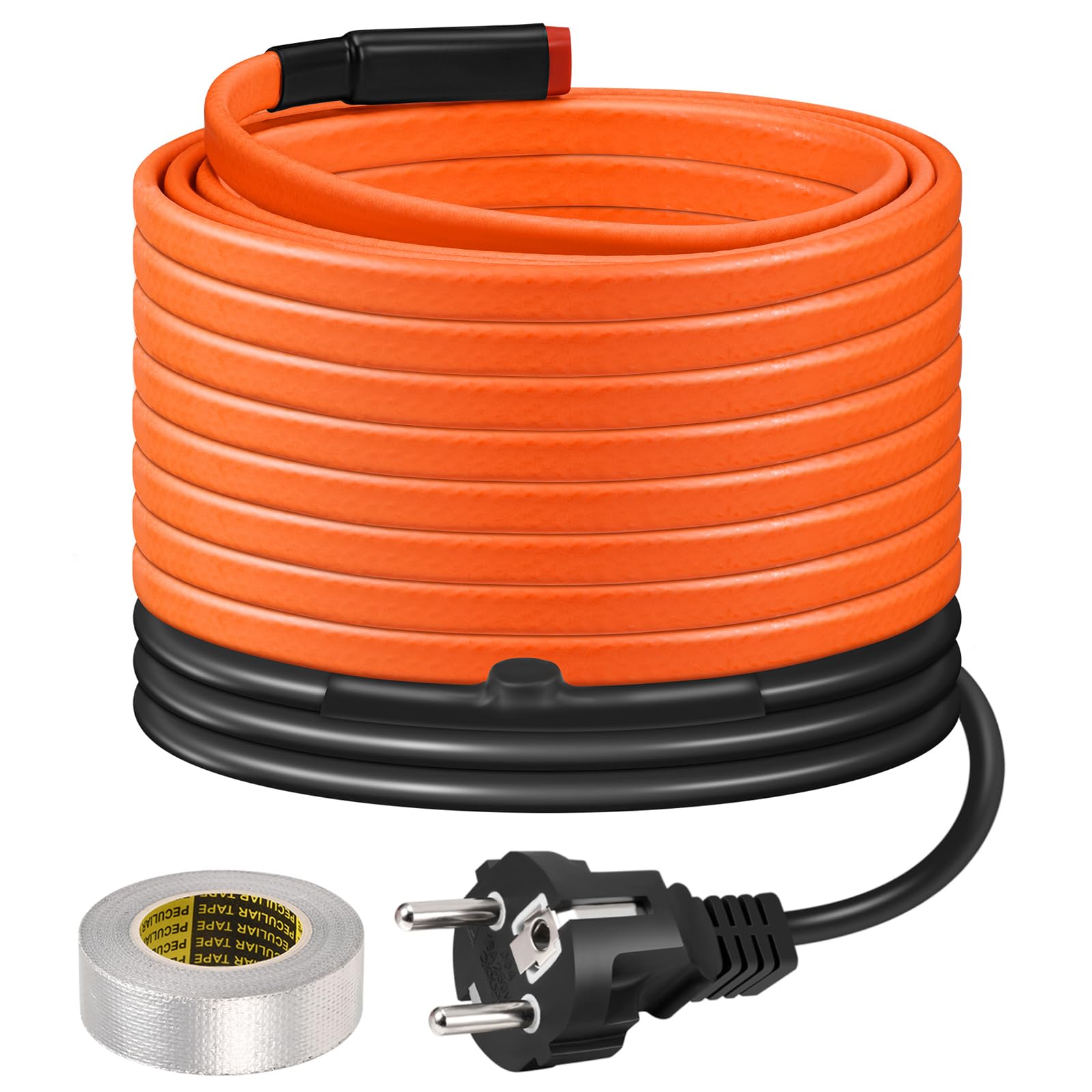 Heizkabel mit Thermostat,BDDFOTO 25W/m Selbstregulierendes Heizband Frostschutz, Heizdraht IP65 Wasserdicht Zum Schutz von Wasserleitungen, Dachrinnen und Weidetränken, 16m