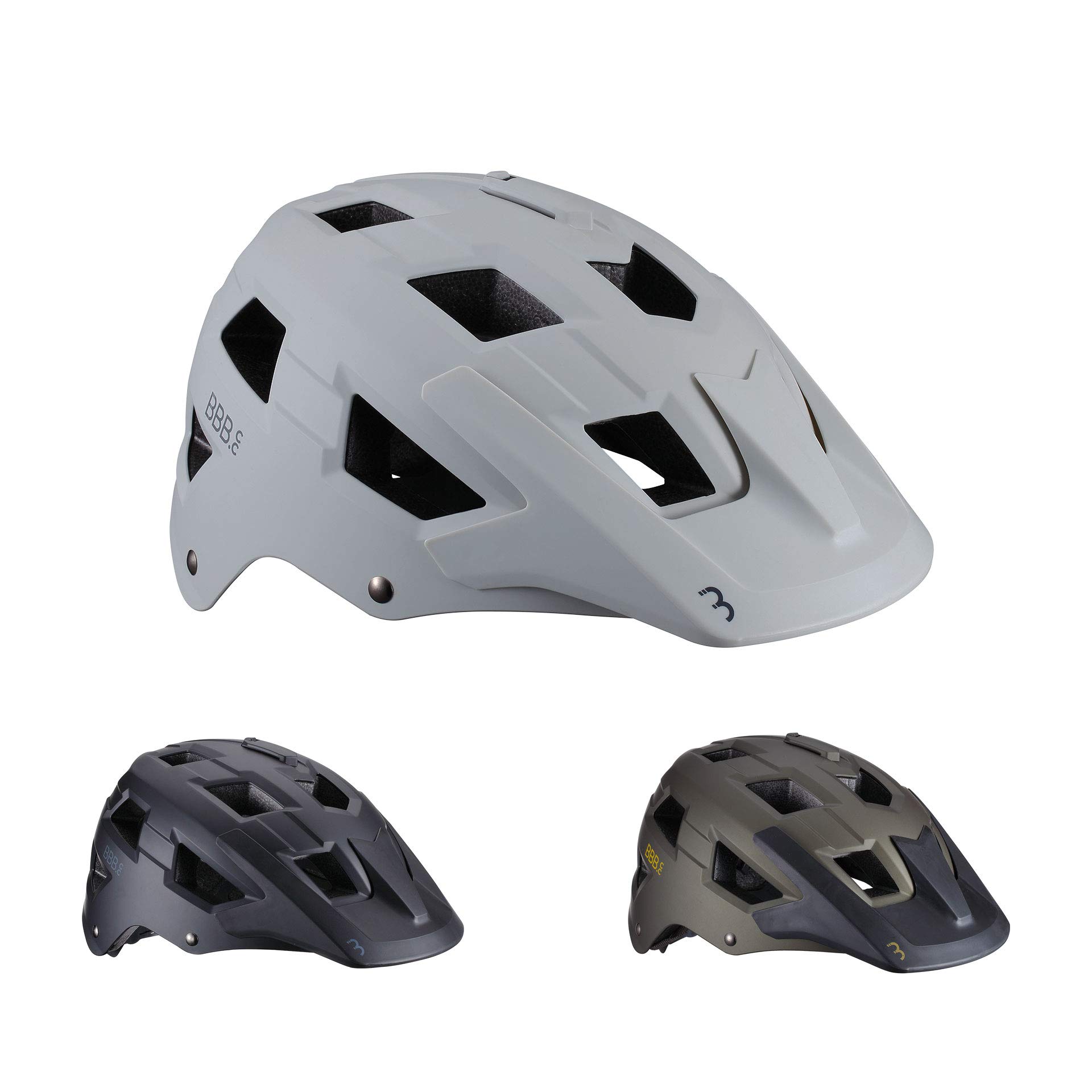BBB Cycling Fahrradhelm Großen Visier und KameraHalterung Helm MTB, Matt Off Weiß, BHE-54, M (54-58cm)