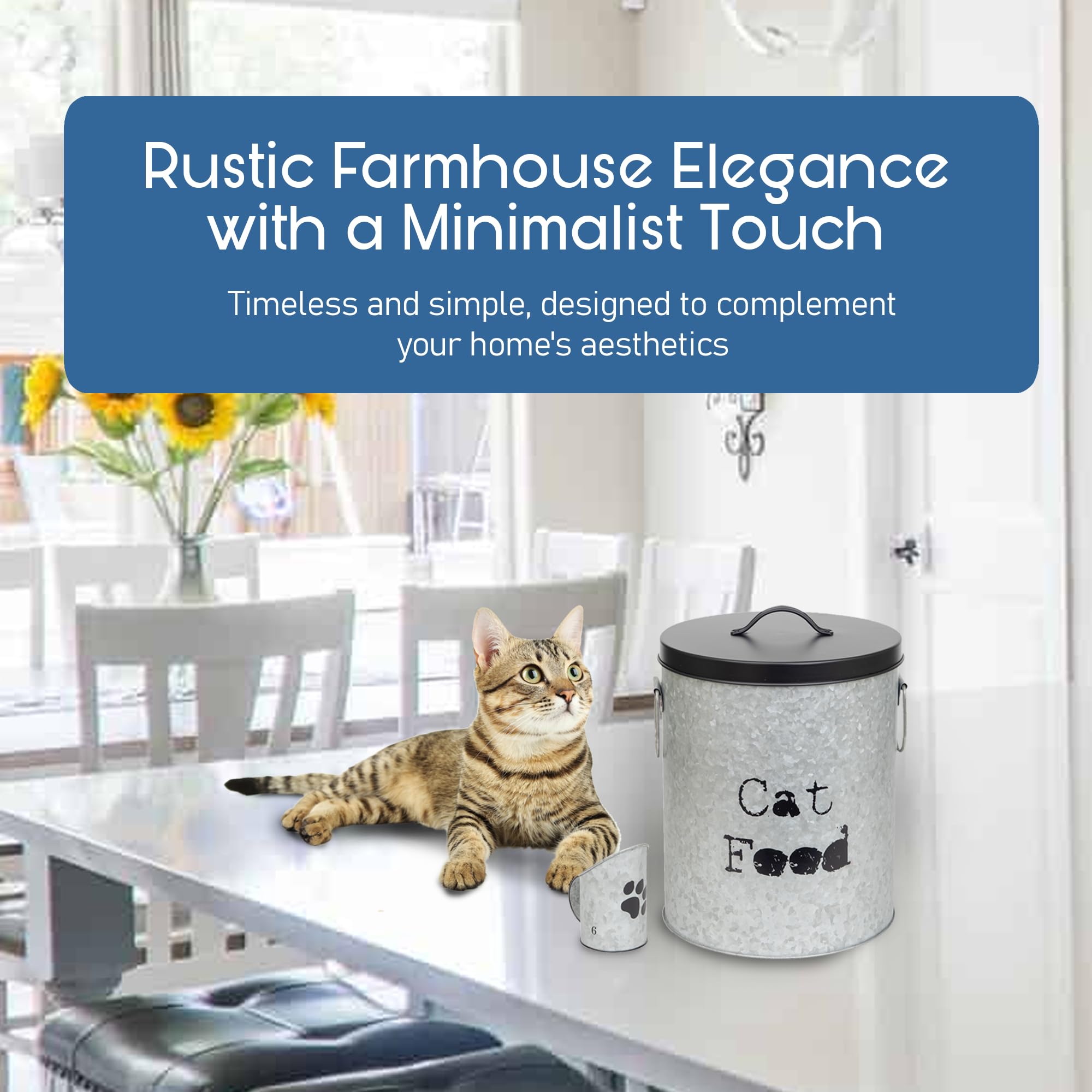 Recipiente mediano de almacenamiento de alimentos para mascotas de 40 libras con cuchara, duradero y hermético para mayor frescura, diseño minimalista y reciclable, enorme recipiente de