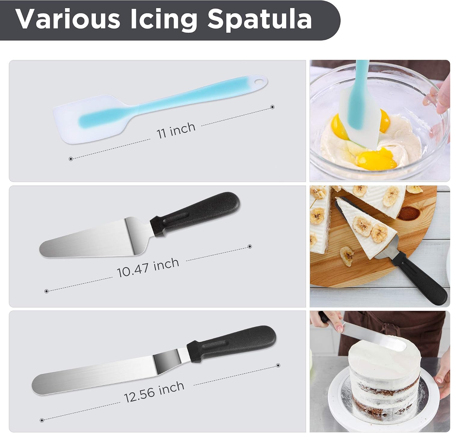 Puroma 52pcs Cake Decorating Kits Supplies with Rotating Cake Turntable Stand, 36 PCS Icing Tips, 3 Icing Smoother, 2 Silicone Pastry Bags, Cake Flower Lifter, Cake Pen