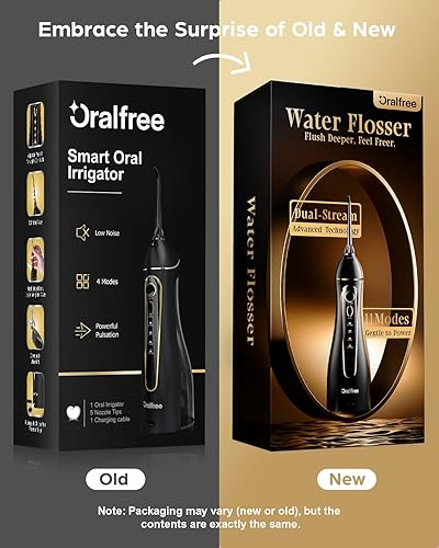 Miniatura 6 de Oralfree Flosser de agua para dientes – Púas de hilo dental portátil inalámbricas recargables para viajes, limpiador de riego, IPX7, impermeable,
