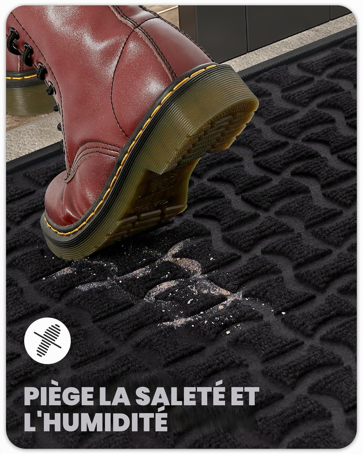 Color G Paillasson Exterieur Entree Resistant Pluie, Tapis Entree Exterieur Lavable et Absorbant, Tapis de Passage Antidérapant, Tapis de Porte Imperméable pour Entrée, Jardin (61x92cm, Noir)