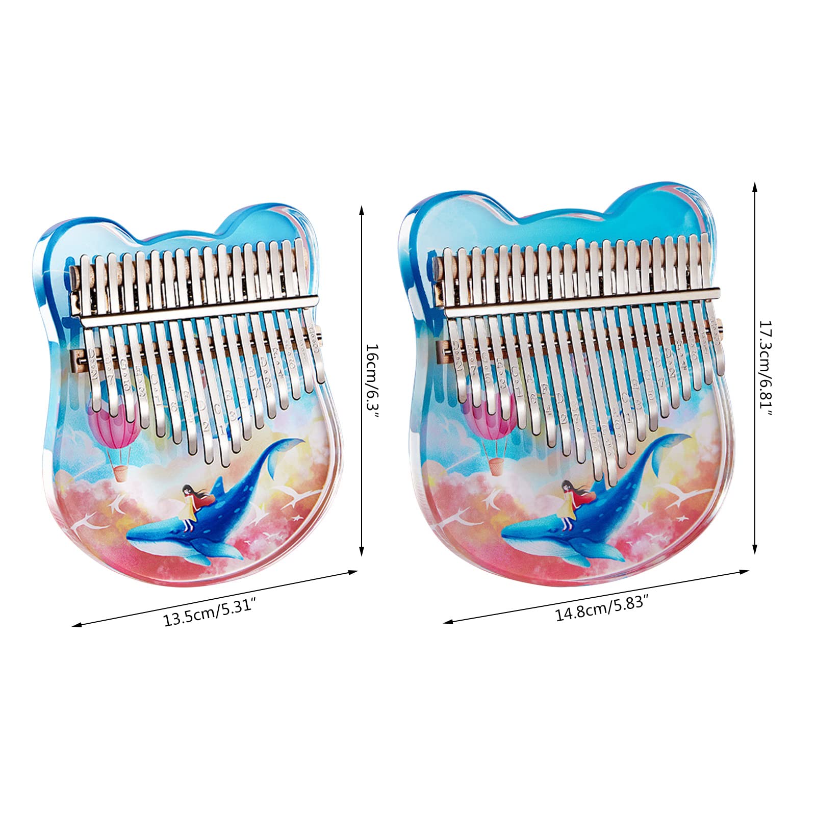 Musikinstrumente, Beruf Kalimba Daumenklavier mit 17/21 Tasten, Lernanleitung und Stimmhammer, Acryl-Fingerklavier für Kinder und Anfänger