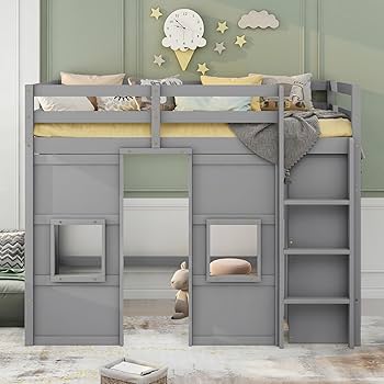 Amazon｜遊び心のあるデザイン ツインサイズ ロフトベッド 内蔵
