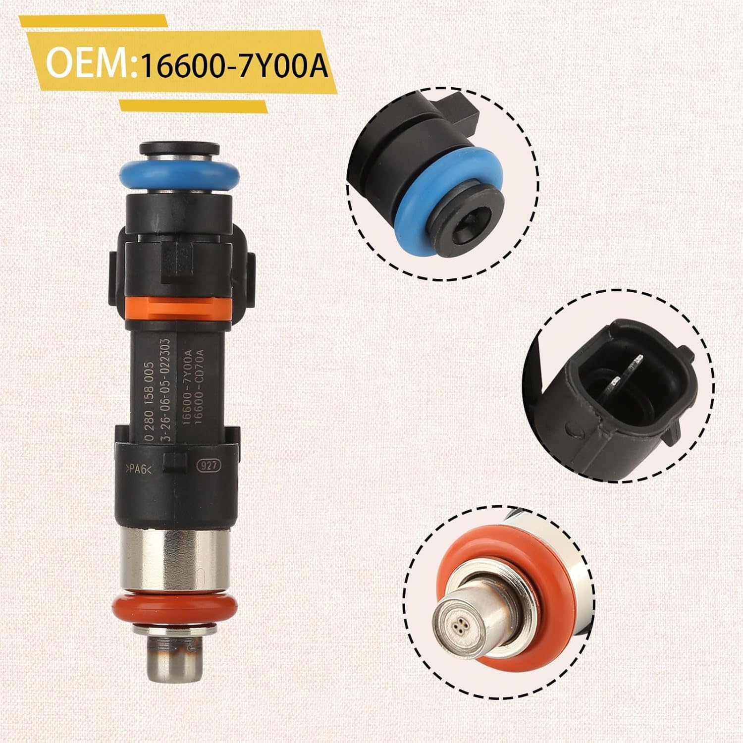 16600-7Y00A OE 3.5L Fuel Injectors,Compatible with/Nissan 3.5 Maxima Murano Altima 2004-2008,Compatible with/Infiniti G35 M35 FX35 |4 Holes| |Set of 6|